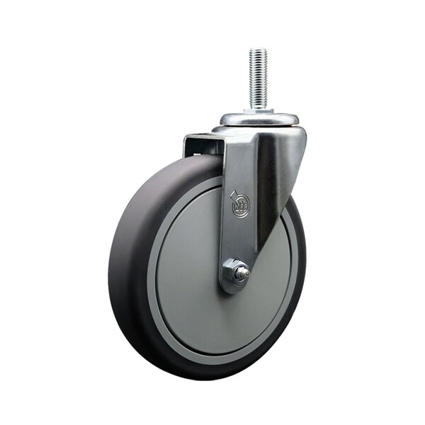 6 Inch Thermoplastic  Rubber Wheel Swivel 58 Inch Threaded Stem Caster Service Caster